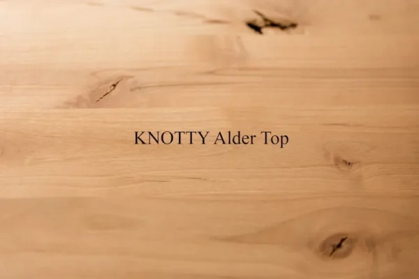 Knotty alder top with a name on it.